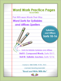 Word Work Practice Pages Words Their Way Syllable & Affixe