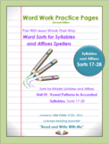 Word Work Practice Pages Words Their Way Syllable & Affixe