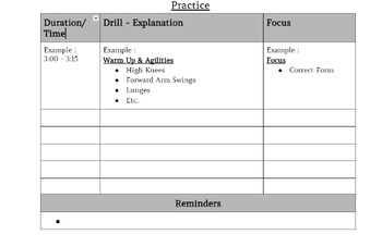 Preview of Practice Plan Template