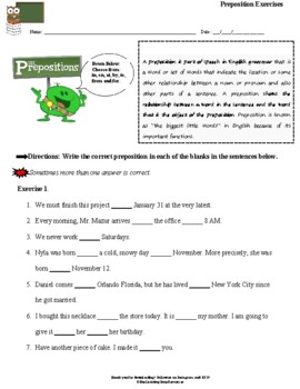 Preview of Practice! Practice! Practice! - FREEBIE Prepositions Worksheet