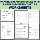 Practice Read Sentences with Pictures Worksheets
