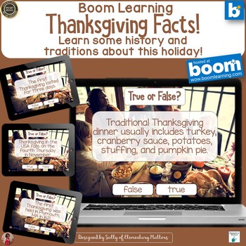 Preview of Practice Reading with Thanksgiving Facts: History and Traditions Boom Cards