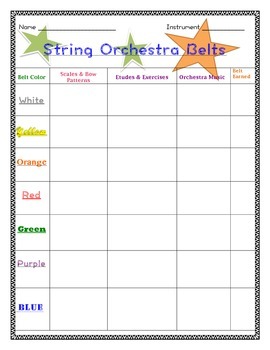 Preview of Orchestra Belts Practice Record Weekly Performance Challenge - Editable!