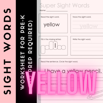 Practice Sight Words [PreK - YELLOW | A Printable Book & Worksheet (Pre ...
