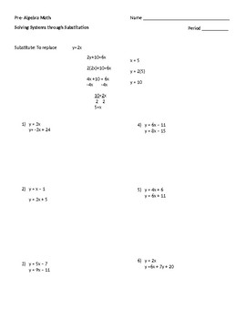 Practice Solving Systems through Substitution by Math Nerd Status