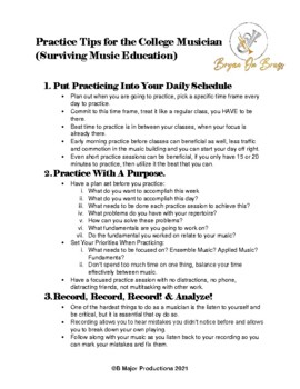 Preview of Practice Tips for the College Musician