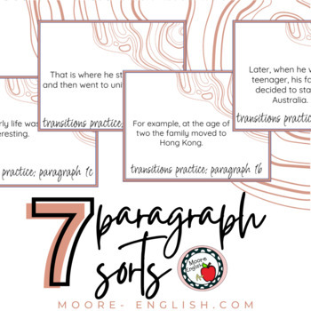Preview of Practice Transitions with 7 FREE Paragraph Sorts / Google Slides + Google Jam