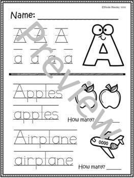 practice worksheets k 1 letter recognition handwriting and counting