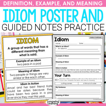 Preview of Practice Writing Idioms with Idiom Anchor Chart to Analyze Figurative Language 