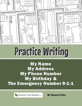 Preview of Practice Writing: My Name, My Address, My Phone Number, My Birthday & 9-1-1