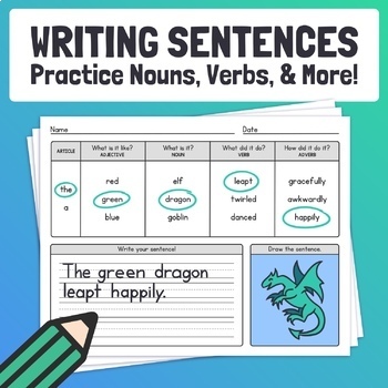 Incessant Approximation Scared to die Write Sentences Using Adjectives Teaching Resources | TPT