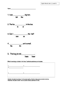 Sight Word Cloze Sentence Writing by Kindergarten World ...