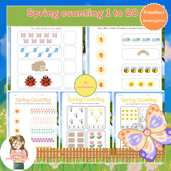 Preview of Practice counting 1-20 with adorable spring illustrations.