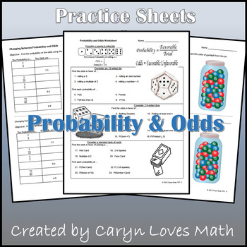Preview of Finding Probability & Odds~Changing Between~Worksheets~Handout