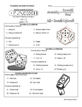 Finding Probability Odds Changing Between Worksheets Handout Tpt