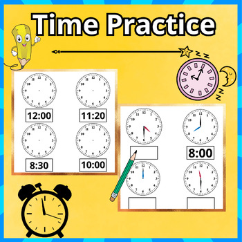 Preview of Practice telling time using analog clocks! In this time practice worksheet