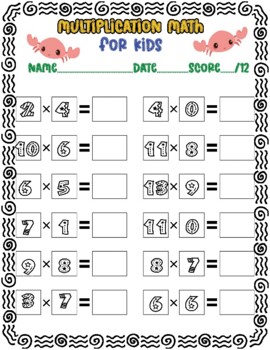 Preview of Practice thinking skills and enjoy multiplication math for kids