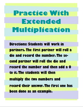 Preview of Practice with Extended Multiplication