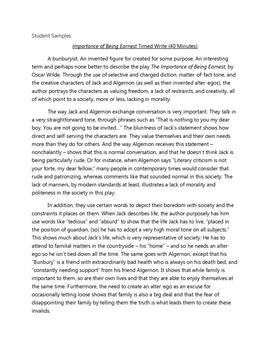 importance of being earnest ap literature essay