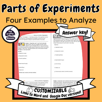 Preview of Practice with Parts of Experiments - Variables, Groups, Hypothesis