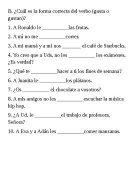 Spanish 1 Practice with gustar and encantar by Cafe Fortuna | TPT