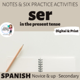 Verb SER Conjugation Notes and Practice