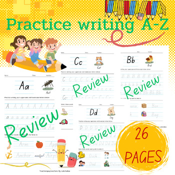 Preview of Practice writing A-Z Can practice writing for children starting school.