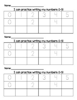 practice writing numbers 0 5 by kindergarten busy bees tpt