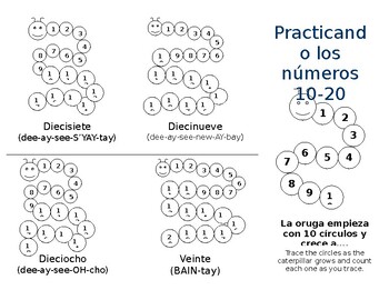 Preview of Practicing Counting and Numbers 11-20 in Spanish Mini-Booklet