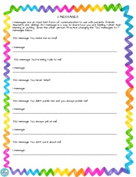 Preview of Practicing "I" Messages SEL Activity