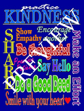 Practicing Kindness Poster--Blue Background.