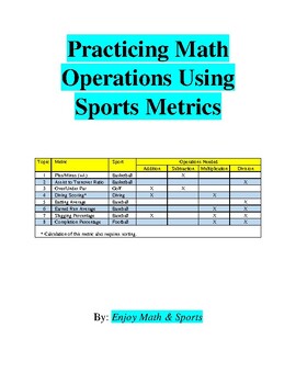 Preview of Practicing Math Operations Using Sports Metrics