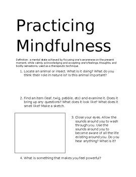 Practicing Mindfulness by Janece Mroz-Gondre | TPT