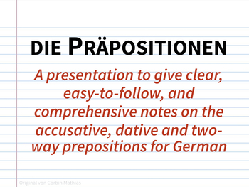Preview of Präpositionen Notizen - Prepositions Notes