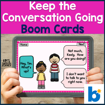 Preview of Pragmatics Boom Cards | Social Skills Boom Cards | Keep the Conversation Going