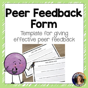 Preview of Peer Evaluation and Feedback Forms