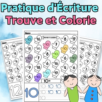 Preview of Pratique d'Écriture des Chiffres | Trouve et Colorie | French Math kids No Prep