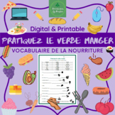 Pratiquez le verbe: manger (Food-themed French verb worksheet)