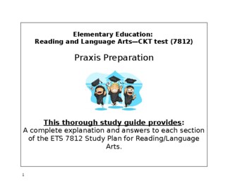 Preview of Praxis 7812 Content Knowledge Test Reading/LA, Study Guide Plan for Elementary
