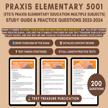 Preview of Praxis Elementary Education 5001 Study Guide 2023-24 & Practice Questions