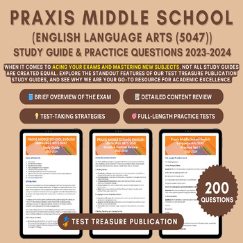 Preview of Praxis Middle School English Language Arts 5047 Study Guide 2023-2024