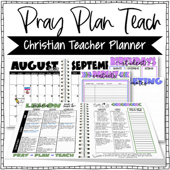 Preview of Editable Christian Teacher Binder, Planner, and Calendars 2024-2025 FREE Updates