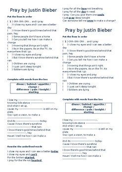 Justin Bieber - Ghost: English ESL worksheets pdf & doc