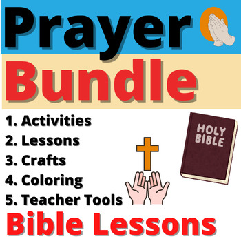 Preview of Prayer Activity Childrens Bundle Crafts Lesson Sunday School Church Bible Pray