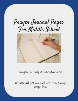 Preview of Prayer Journal Templates for Middle School