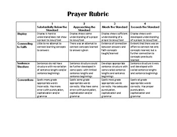 Preview of Prayer RUBRIC | Religion