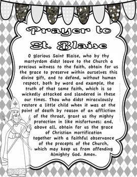 Prayer to St. Blaise Prayer Pack by The Treasured Schoolhouse | TpT