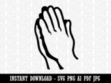 Praying Hands Clipart Instant Digital Download AI PDF SVG 
