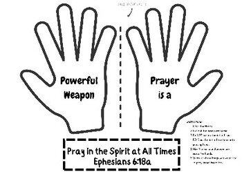 Preview of Praying Hands Craft Armor of God Prayer Powerful Weapon Ephesians 6:18 KidMin