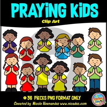 group of children praying clipart